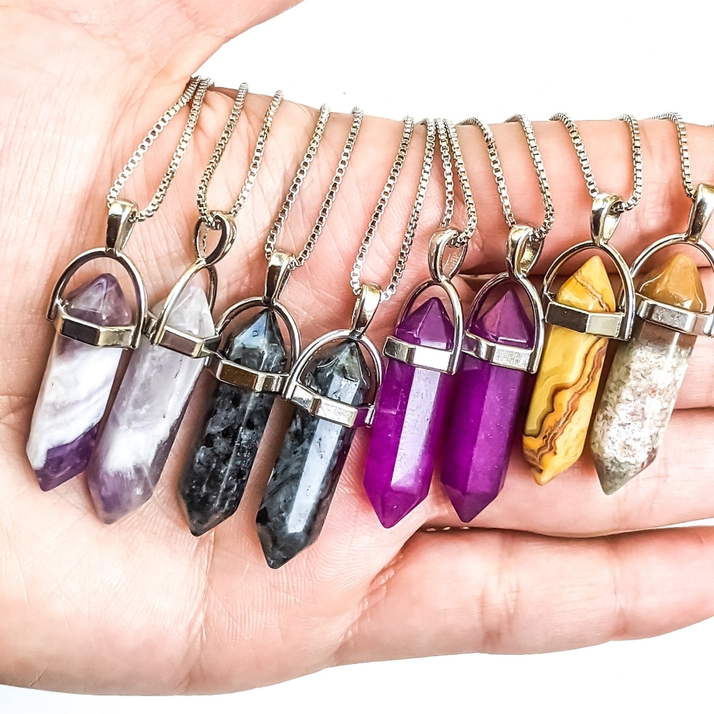 Italy 925 Sterling Silver Stamped Silver Gemstone Aura Cleansing Necklace 40cm - Picture 5 of 5
